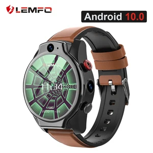 lemfo lem14 smart watch 4g 5atm waterproof android 10 helio p22 chip 4g 64gb lte 4g sim 1100mah face id 2021 dual camera for men free global shipping