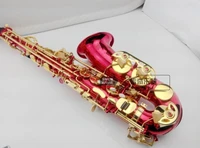 alto saxophone red musical instrument high quality saxophone brass body golden red gold key sax with mouthpiece case free