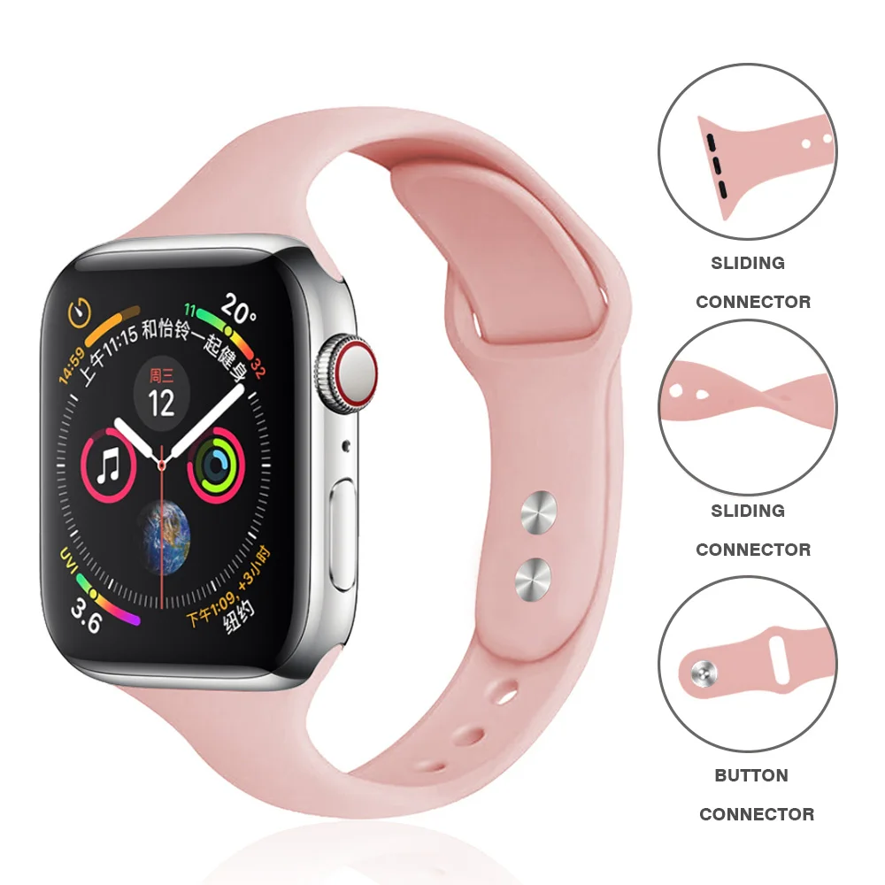 Ремешок для часов для Apple 38 мм 42 мм iWatch 5 Band 44 мм 40 мм спортивный силиконовый браслет для часов Apple 4 3 2 1 Аксессуары