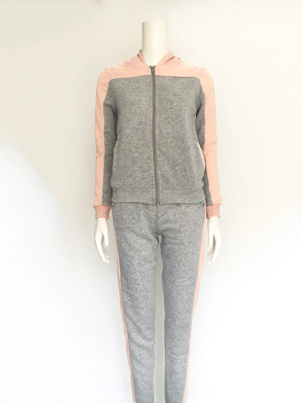 Женский спортивный костюм с капюшоном и молнией кофта для бега фитнеса из двух