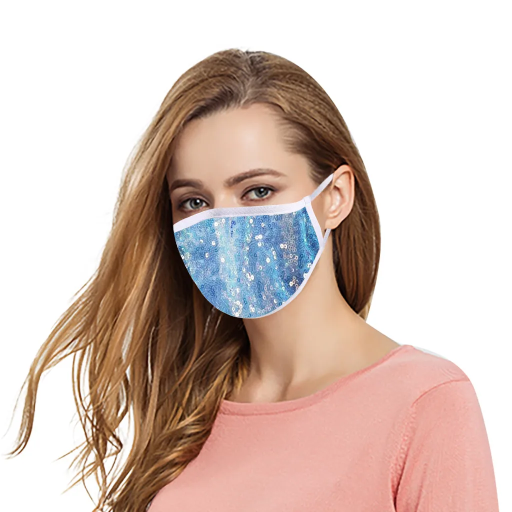 

Mouth Masks Adjustable Fashion Bling Sequin Washable Reusable Windproof Breathable Protective Mask SummerCool Face Masks masque