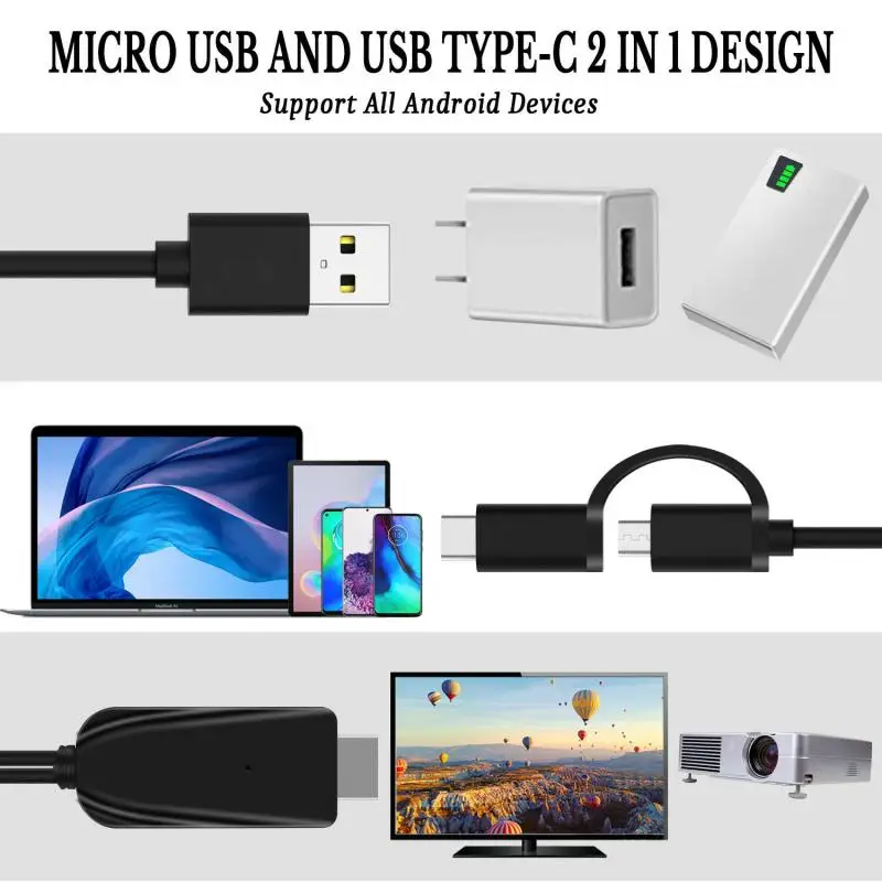 Адаптер-конвертер 2 в 1 с USB на HDMI 1080P | Электроника