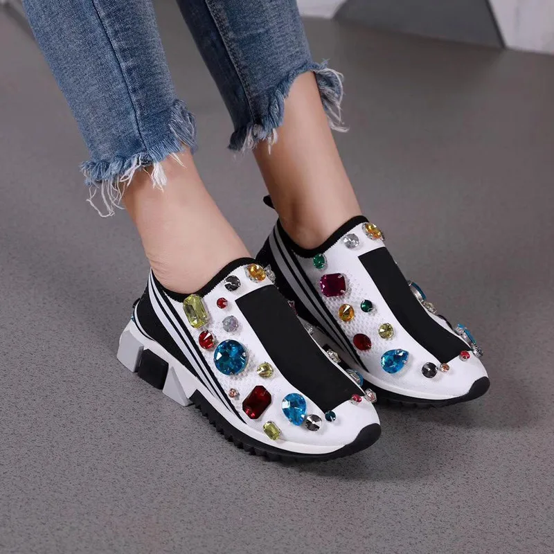 Летняя обувь на платформе женские кроссовки без шнуровки Роскошная брендовая