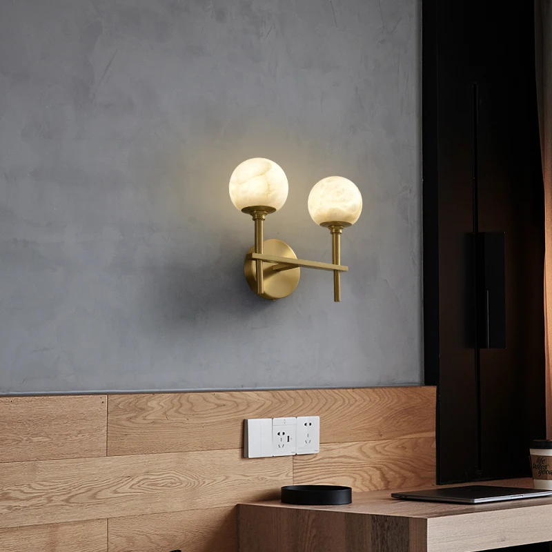 Современная прикроватная лампа из меди для отеля виллы гостиной фона настенная