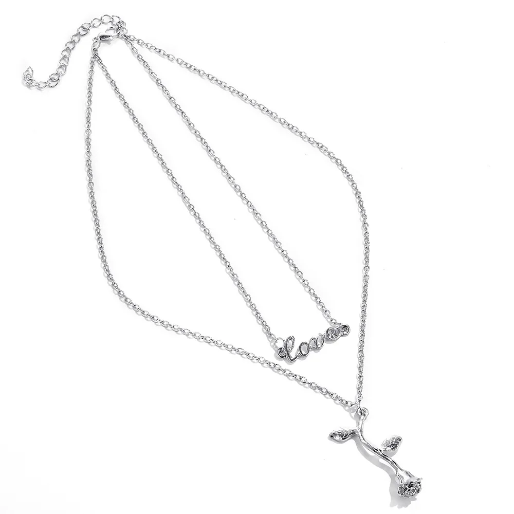 Ожерелье ERLUER с надписью любовь золотое ожерелье подвесками цветок розы