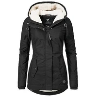 fashion elastic waist zipper pocket hooded drawstring overcoats autumn clothes women winter coat warm windproof slim outerwear