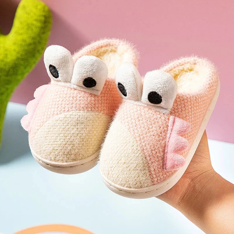 

Little Dinosaur Cartoon Children Slippers Thick Warm Anti-Slip Home Kids Cotton Slippers Boys and Girls Bedroom Cute Slipper