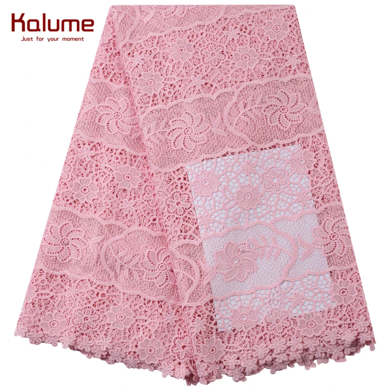 Kalume 2021 High Quality African Guipure Cord Lace Fabric Stoned Water Soluble For Nigerian Wedding Party Dress F2193 | Дом и сад