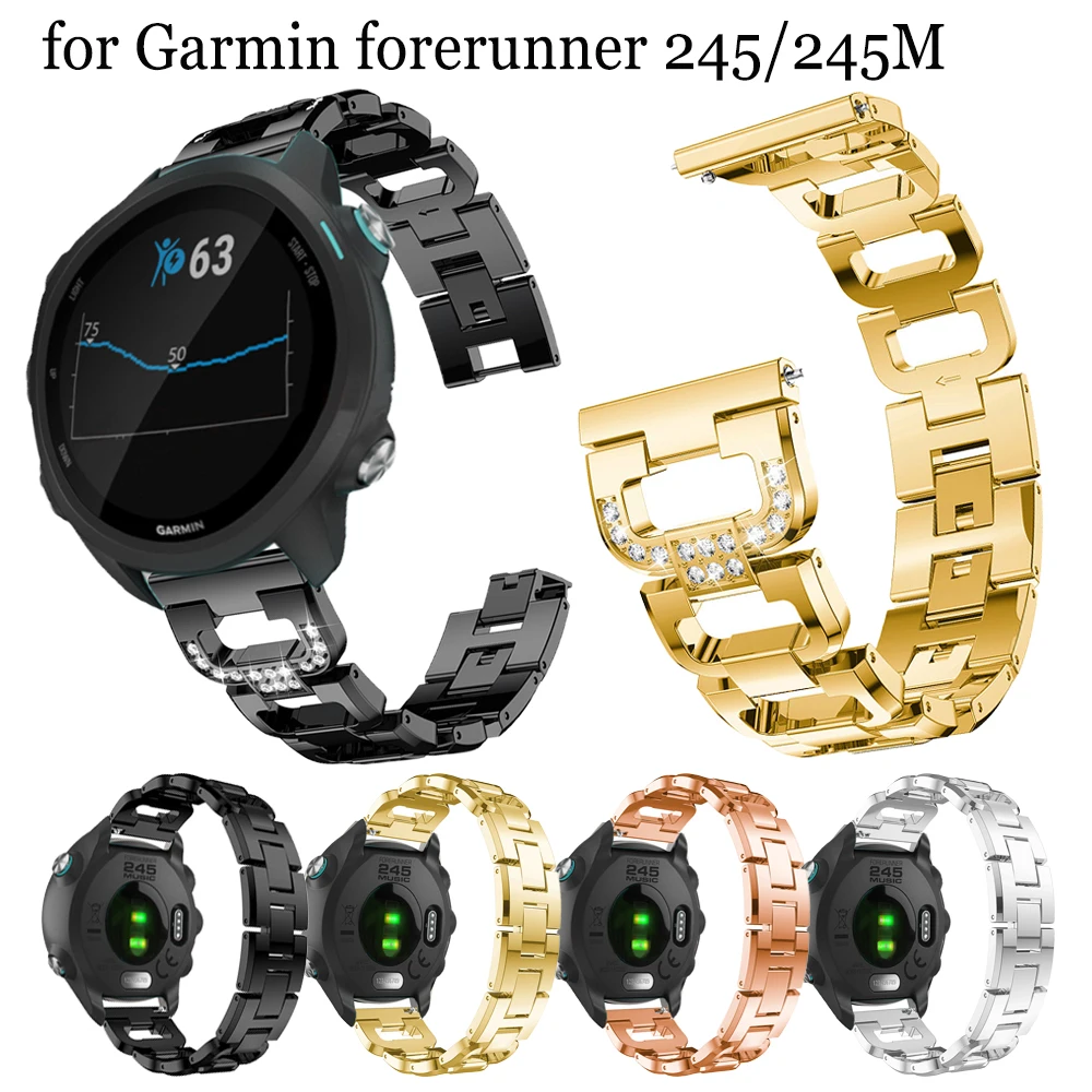 

20MM Stainless steel Wrist Strap for Garmin forerunner 245/245M Watch band bracelet Straps for Samsung Galaxy watch3 41mm Active