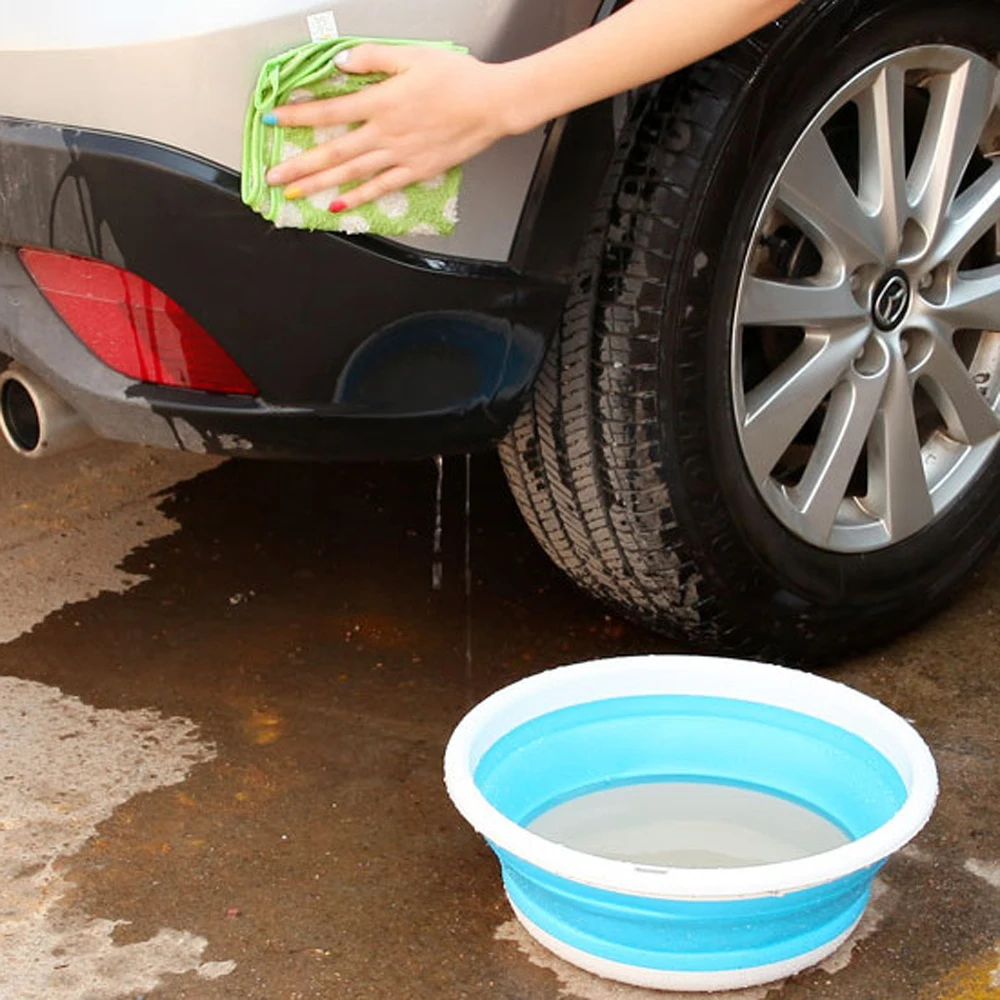 

Portable Plastic Folding Bucket Foldable Basin Simple Folding Bucket Camping Car Washing Tool Bathroom Kitchen Accessories