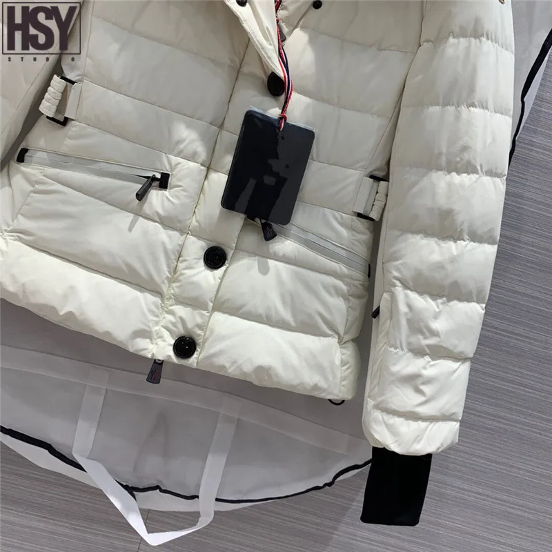 【HSY】 Осень Зима женский пуховик Белый Лисий меховой воротник 90% белый гусиный пух уличная Лыжная Талия пуховик черный/whi