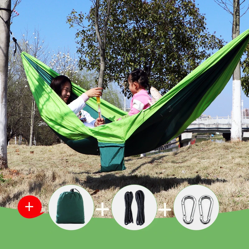 

Portable Camping Double Hammock Parachute Hammock Outdoor Sleep Swing Tree Bed Garden Furniture Hanging Nylon Hammocks Chair