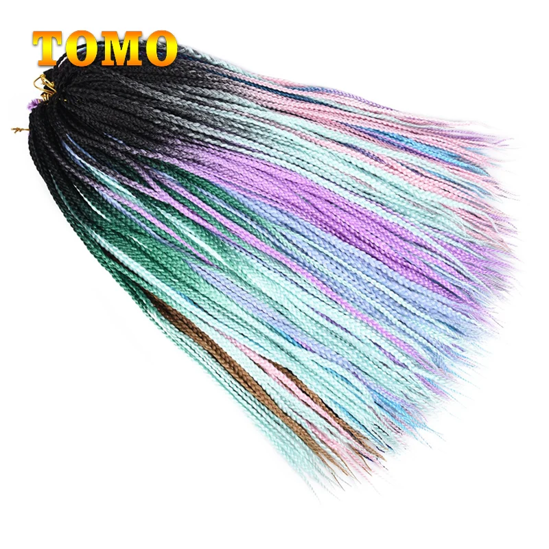 Tomo Омбре Box косы вязаные крючком волосы 24 дюйма красочные синтетические Zizi