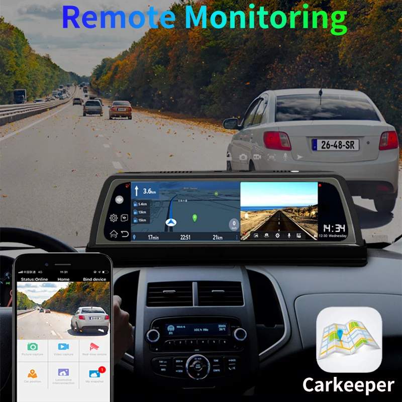 Bluavido 4G ADAS 10 дюймов IPS автомобильный телефон Android 8.1 GPS-навигация 1080P двойной DVR WiFi