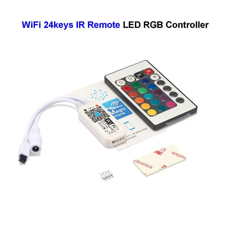 DC5 24V WI-FI RGB Управление Музыка RGBW 24key ИК-пульт дистанционного управления от Google Home