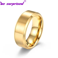 stainless steel mirror polished matte brushed 8mm mens ring vacuum plated 18k gold no fading no allergies no deformation