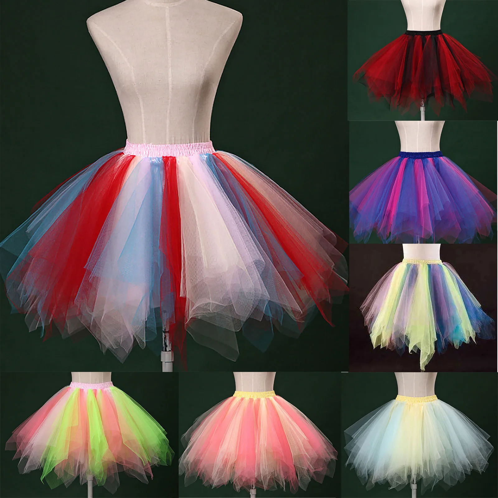 

2021 New Trends Women Colorful Skirts Pleated Gauze Short Skirt Adult Tutu Dancing Skirt For Girls Fashion Accessories Jupon #29