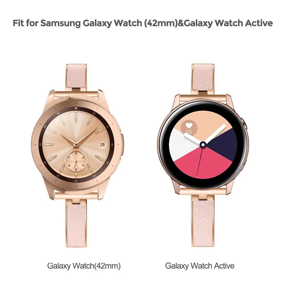 Ремешок кожаный металлический для Samsung Galaxy Watch 42 мм/Active 2 40 мм сменный спортивный