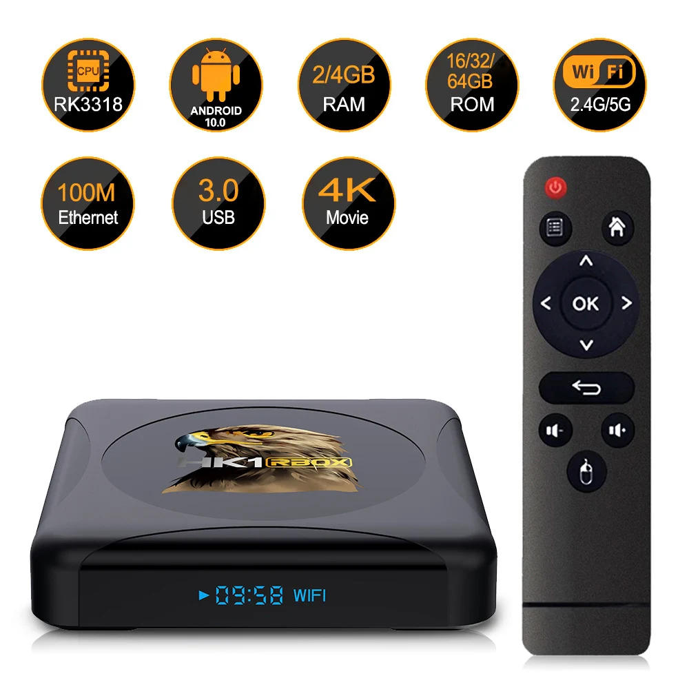 

HK1 RBOX R1 mini Smart TV Box Android 10 Rockchip RK3318 4G 64GB Support 1080p 4K Media Player Set Top Box