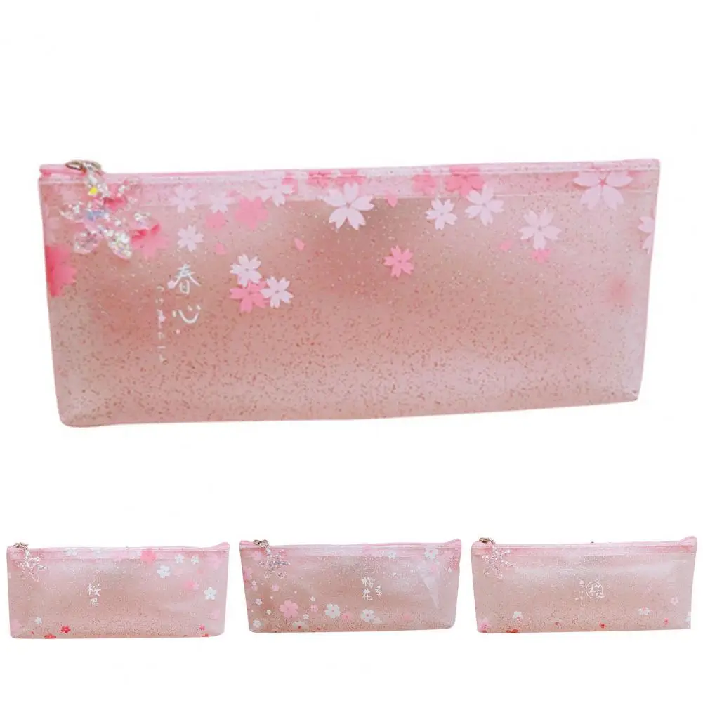 

Милая Прозрачная женская розовая сумка для карандашей, вместительные канцелярские Чехлы для студенток