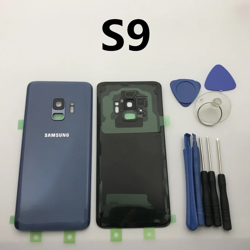 S9 blue Замена оригинальной задней панели батареи Стекло задняя дверь Крышка для samsung Galaxy s9 s9+ edge plus G960 G960F G965 G965F+ инструмент - Цвет: S9 blue
