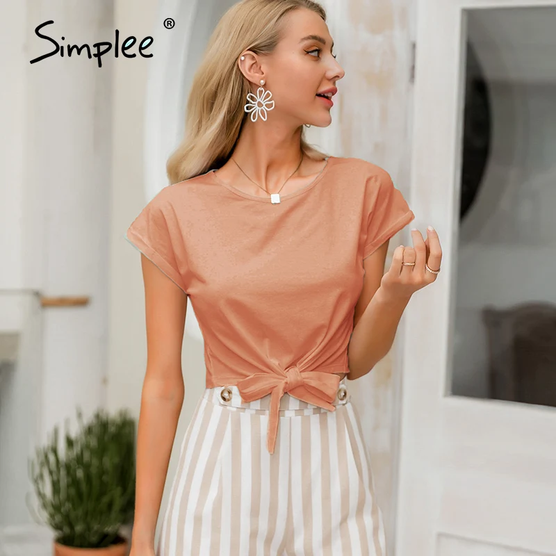 Simplee Сексуальная женская футболка Топы весна лето женские хлопковые топы рубашки