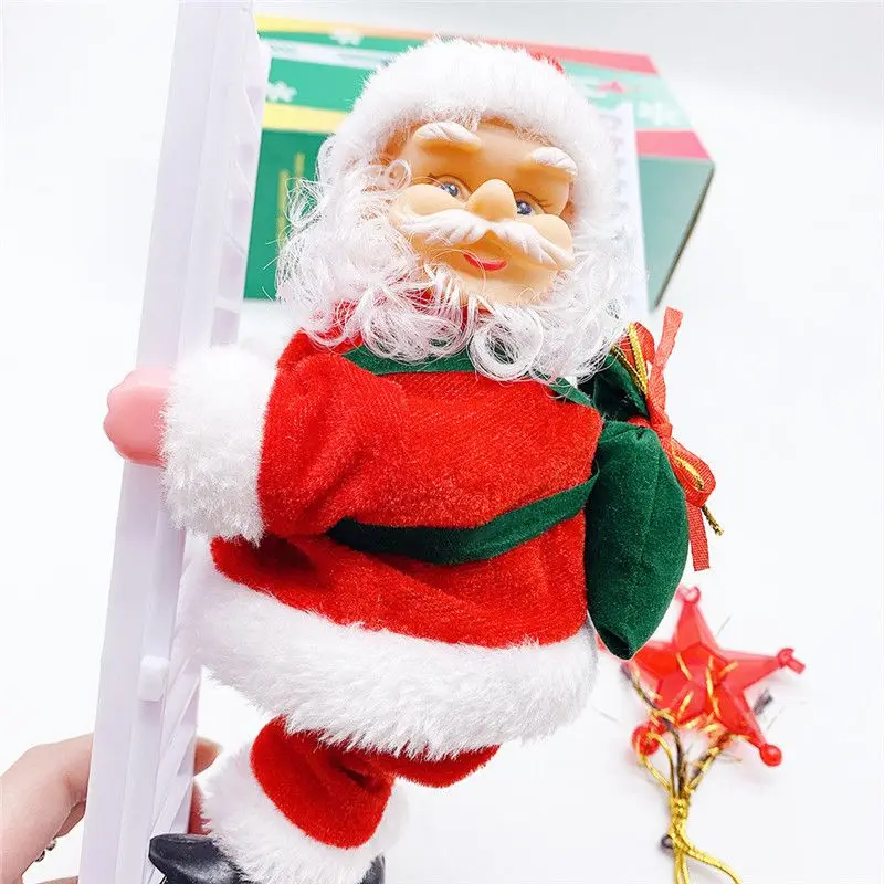 

Figurine Party Decor Santa Claus Xmas Music Electric Climbing Ladder Christmas