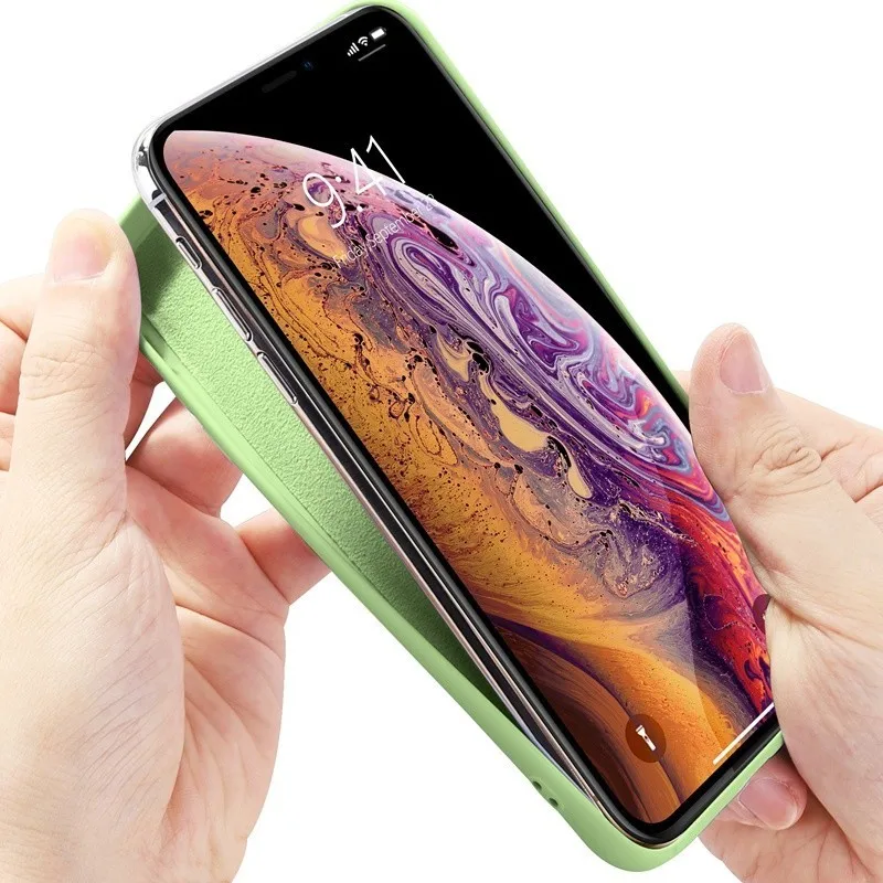 Жидкий силиконовый чехол для iphone se 2020 11 12 pro xs xr макс 7 8 6s плюс защитный корпус