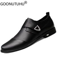 2022 new spring mens derby shoes genuine leather cow hook loop slip on classic black shoe man wedding work office shoes for men