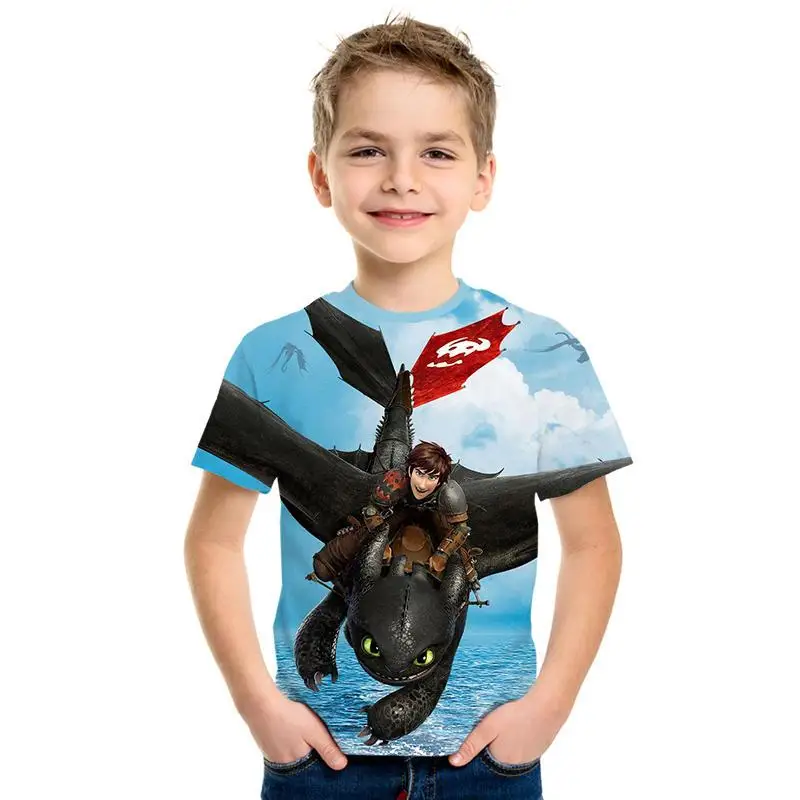 Лидер продаж Детская футболка для мальчиков футболки с принтом Как приручить