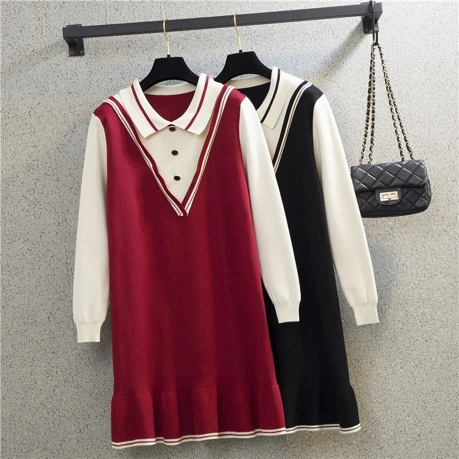 

Autumn Casual Women Plus Size Mini Dress Puff Long Sleeve Loose Party Dress Elegant Office Lady Slim Knitted Dress Vestdio Cloth