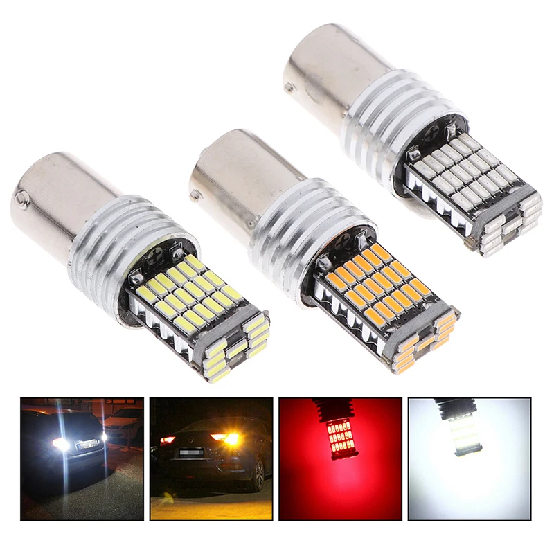 45-SMD LED 12V 24V P21W Bay15d 1156 Ba15s Car Bulbs Turn Signal Reverse Brake Lihgt images - 6