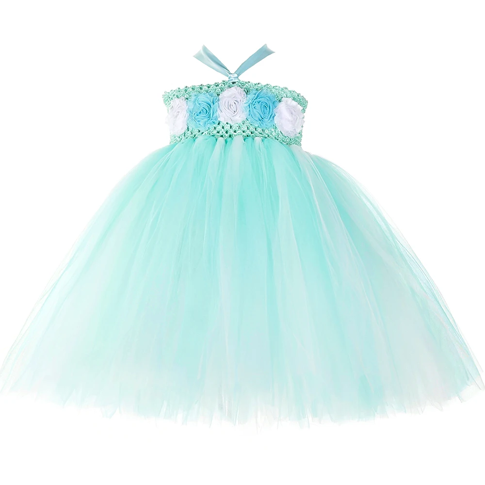 

Mint Green Flower Girl Tutu Dress Ankle-Length Girls Tulle Dress Children Kids Wedding Birthday Party Dresses Girls Ball Gowns