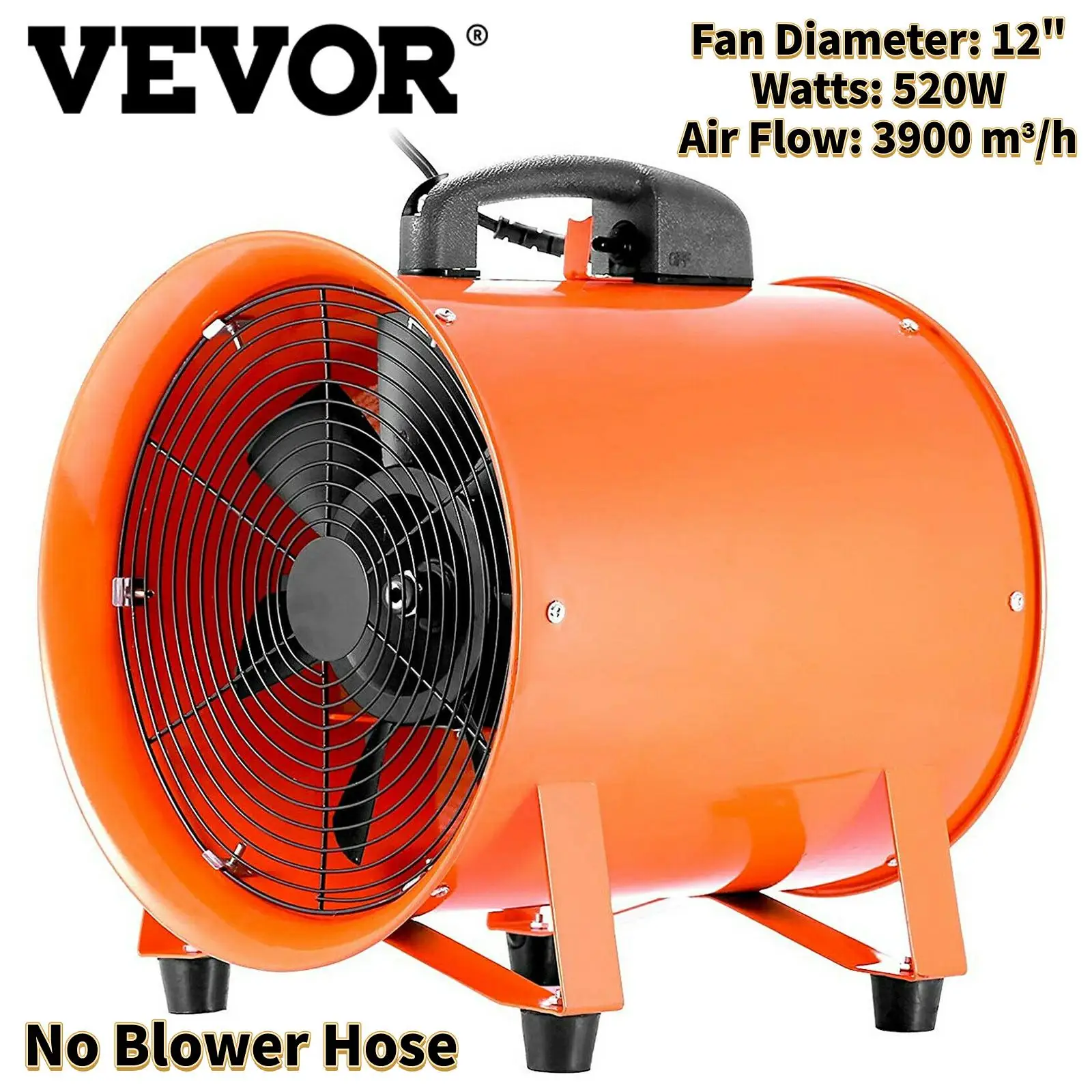 

VEVOR Ventilator Blower Fan Cylinder Fan 12Inch 520W 3300r/min Strong AC Motor Low Noise for Tunnel Factory Basement Ventilation