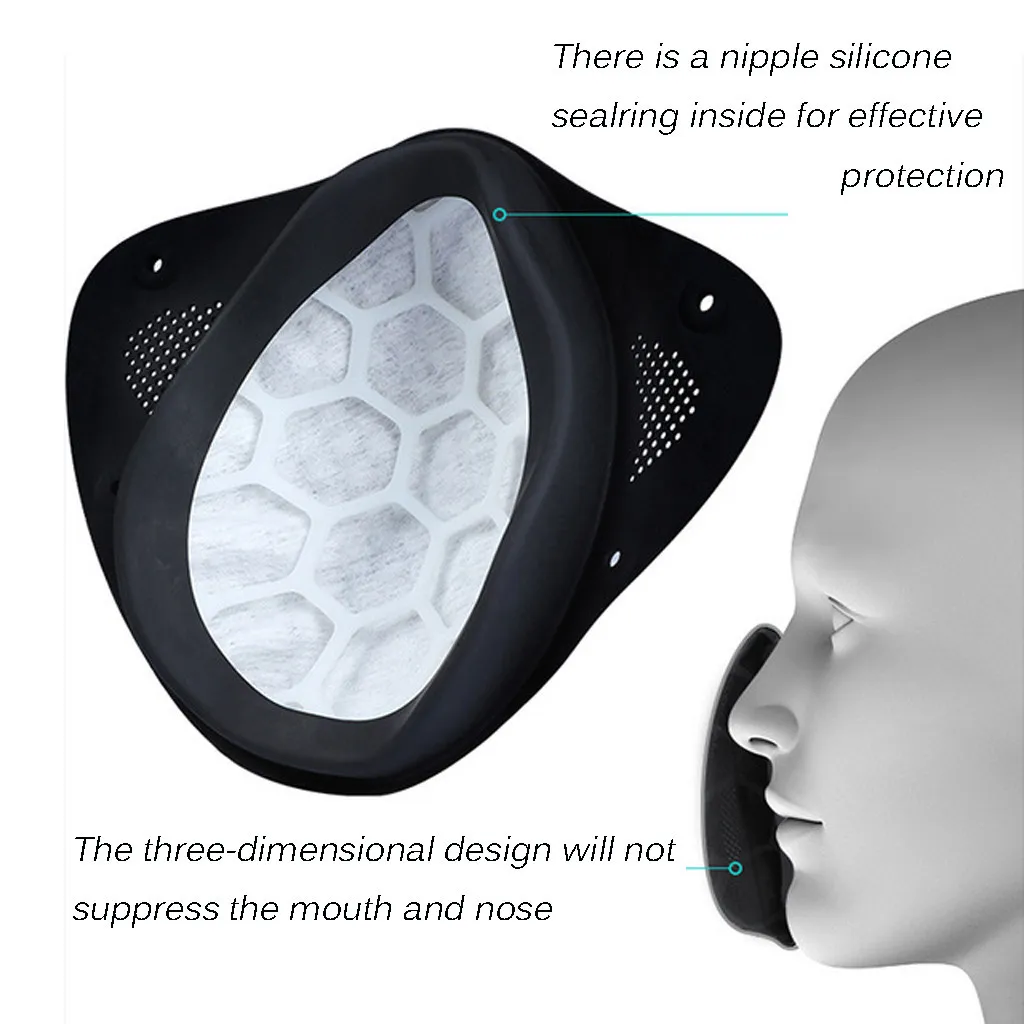 Многоразовый моющийся фильтр для лица из силикона взрослых 1 Силикон + 10 фильтров