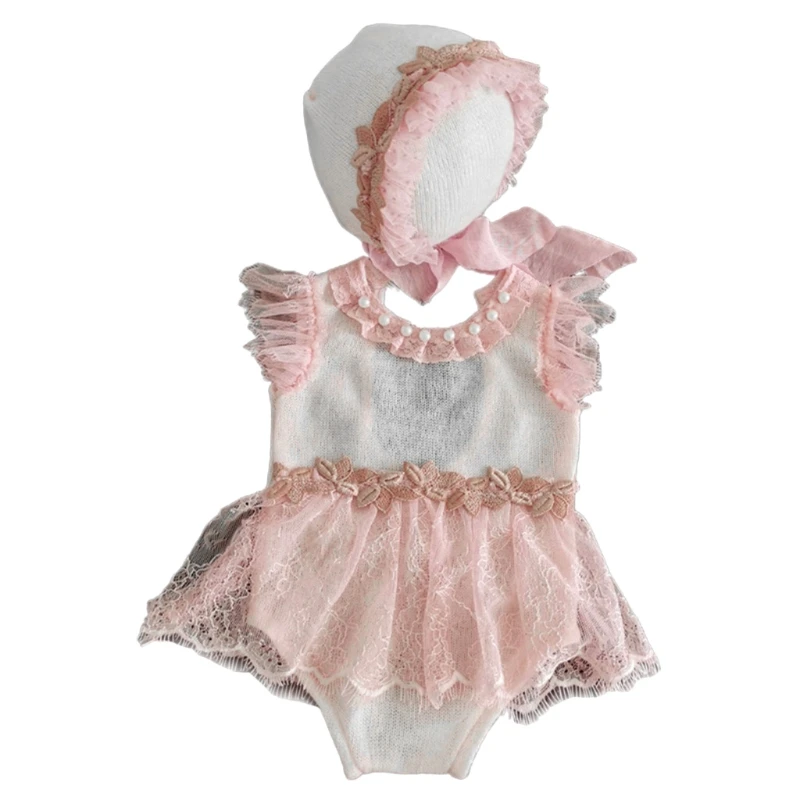 

W3JF Baby Hat Romper Jumpsuit Short Pants Newborn Photography Props Infants Outfits