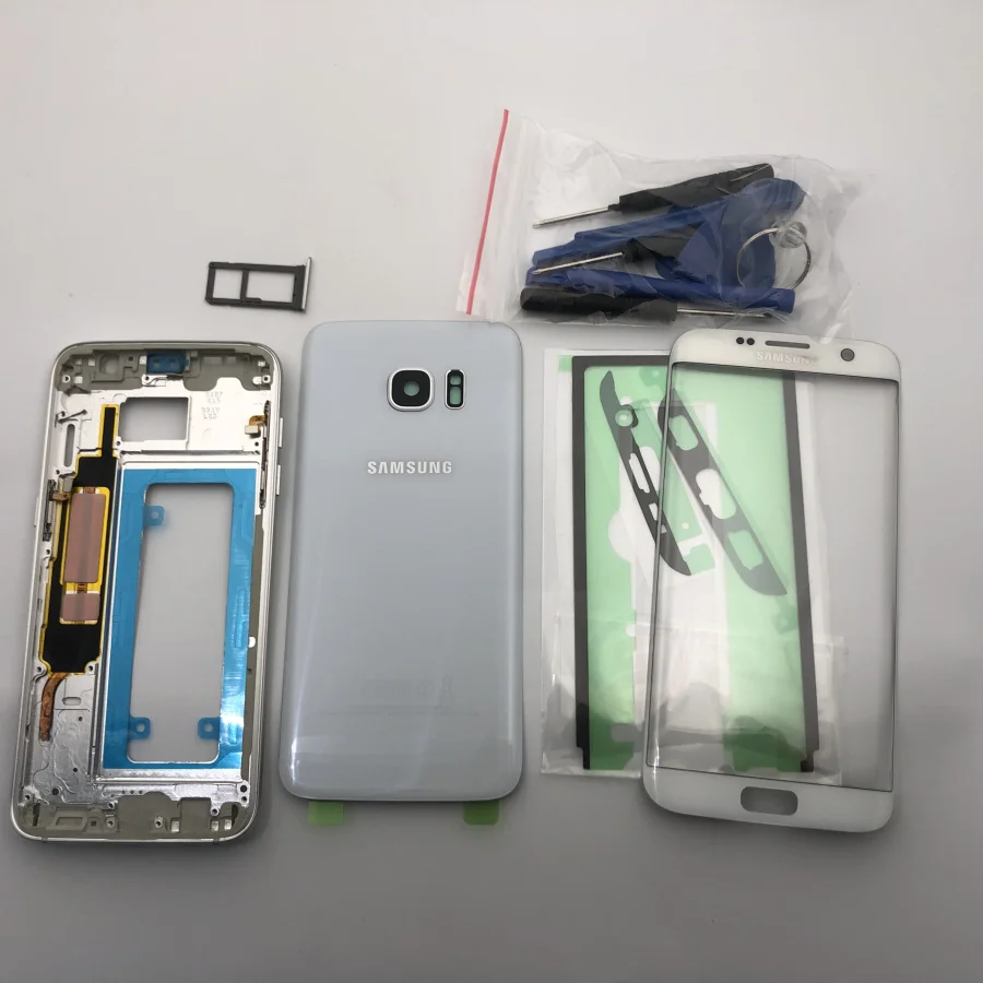 S7 Edge/S7 средняя рамка Задняя крышка батареи для Samsung Galaxy G930F G935F Полный Корпус с