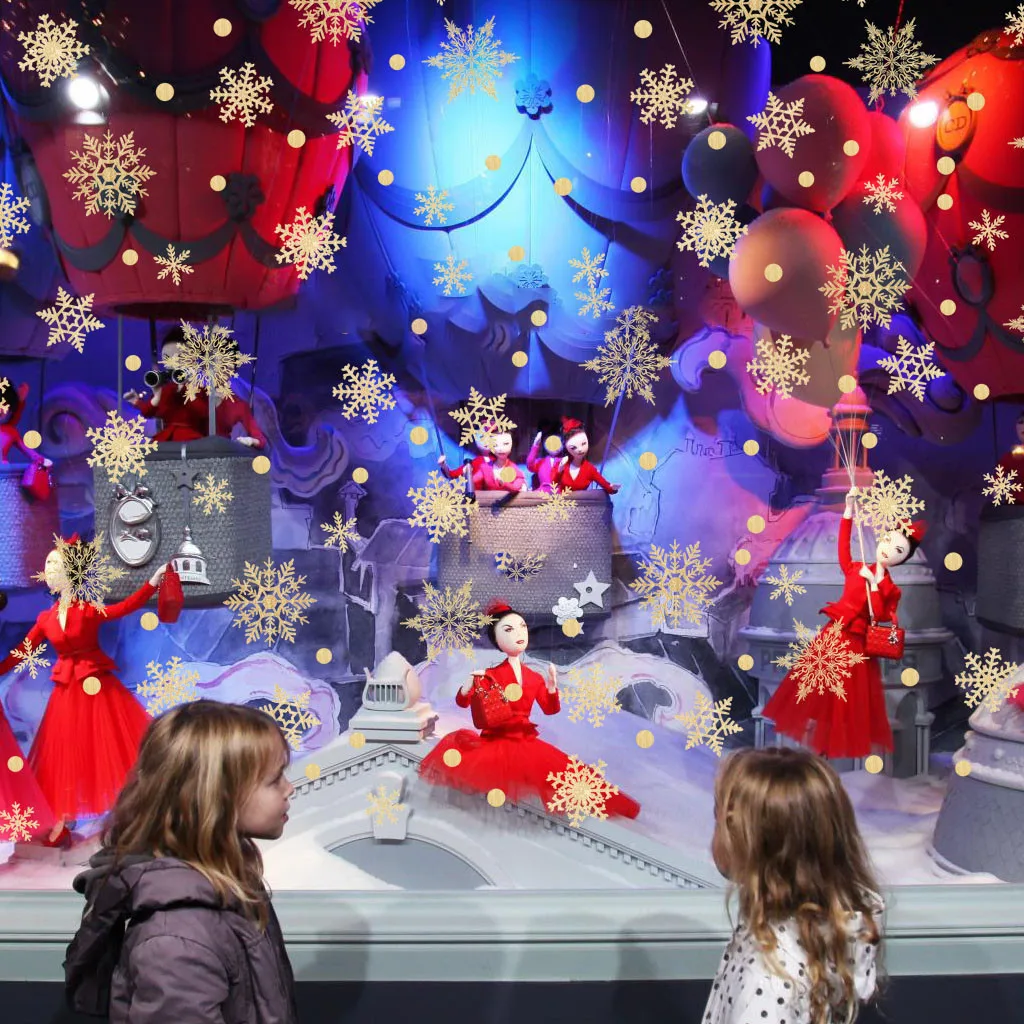 Рождественская стеклянная Настенная Наклейка с золотой снежинкой