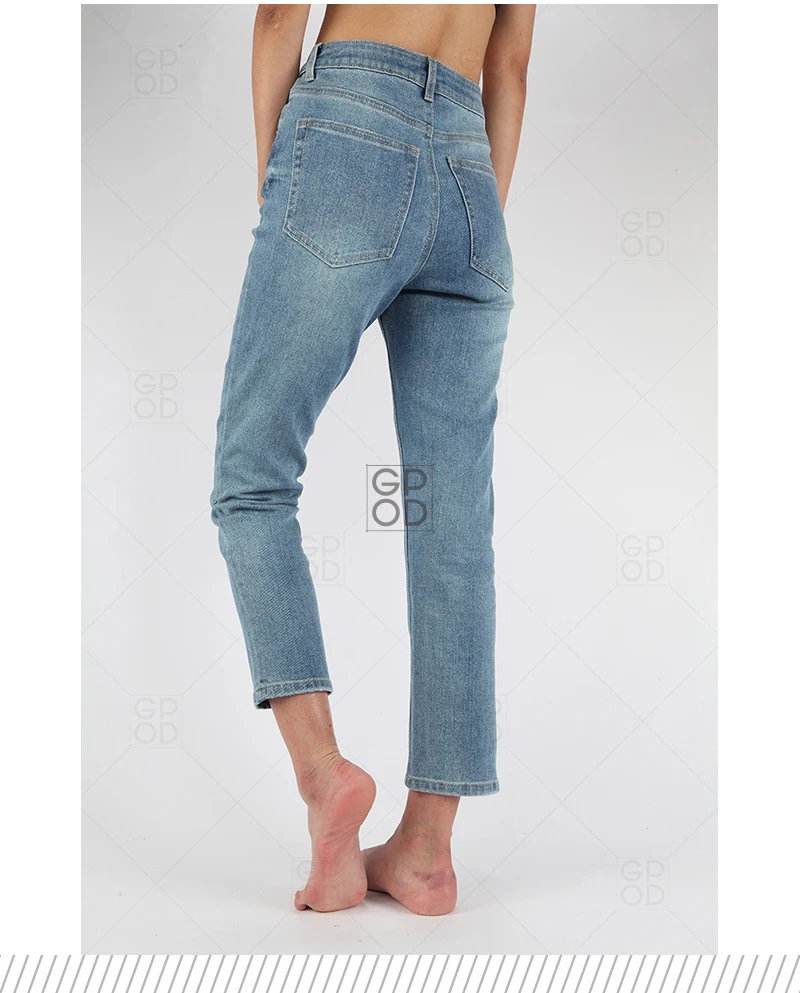 Vgoze потертый мягкий материал Осень Новый стиль 2020 Высокая талия синие зауженные