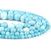 designer jewelry stone beads4 681012mm round ball loose beads diy beading findings natural larimar stone beads