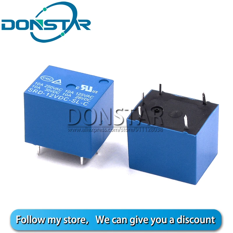 10 шт. работающего на постоянном токе 12 В в Мощность реле SRD-12VDC-SL-C 5pin для PCB srd 12vdc sl c |