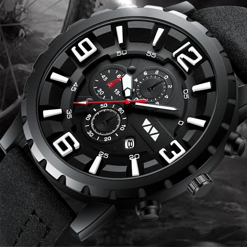 Мужские часы VA VOOM модные простые Стильные с кожаным ремешком кварцевые