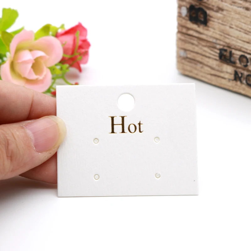 

100PCS 4*5cm White Paper Hot Simple Stud earring HangTag card custom logo cost extra Jewelry Display packing Card Wholesale