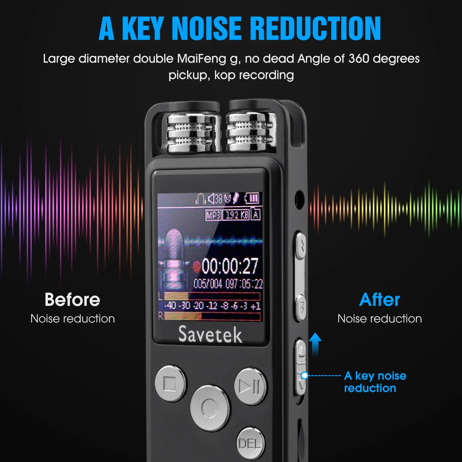 Цифровой аудио диктофон Savetek с голосовой активацией 8 ГБ 16 USB ручка PCM WAV