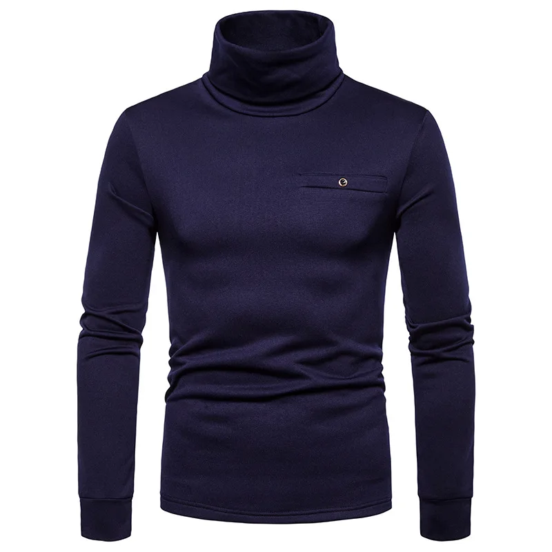 Плюс бархатная белая простая футболка мужская 2019 с высоким воротником