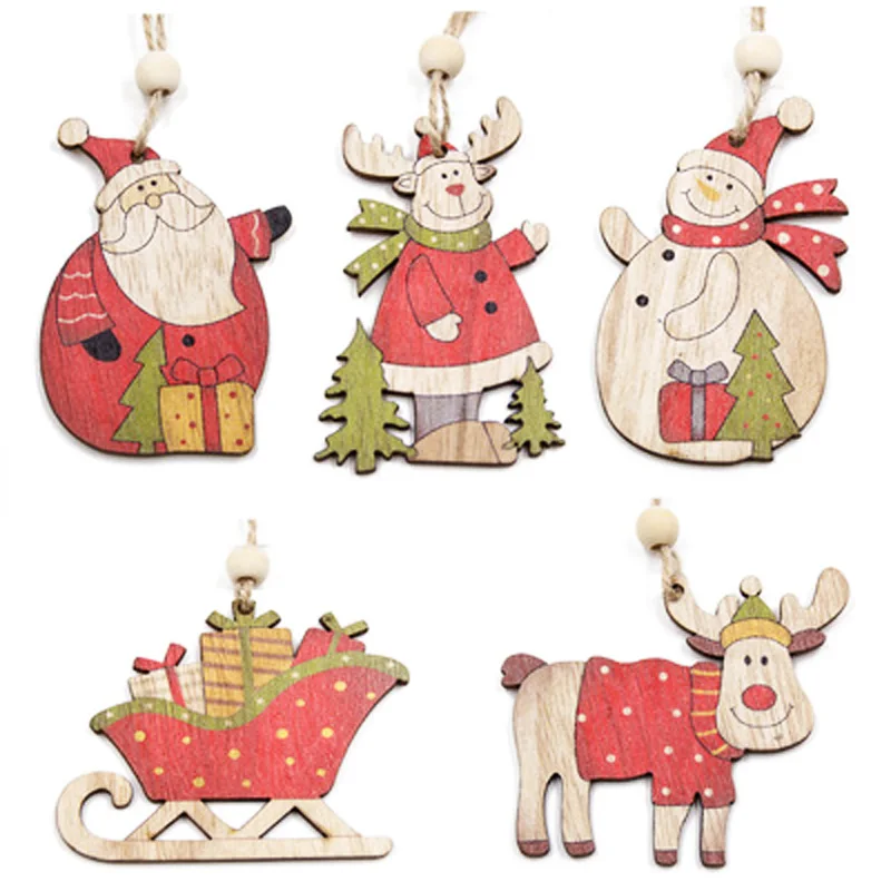 5 шт./компл. 70 мм Рождественское украшение сделай сам деревянные подвесные