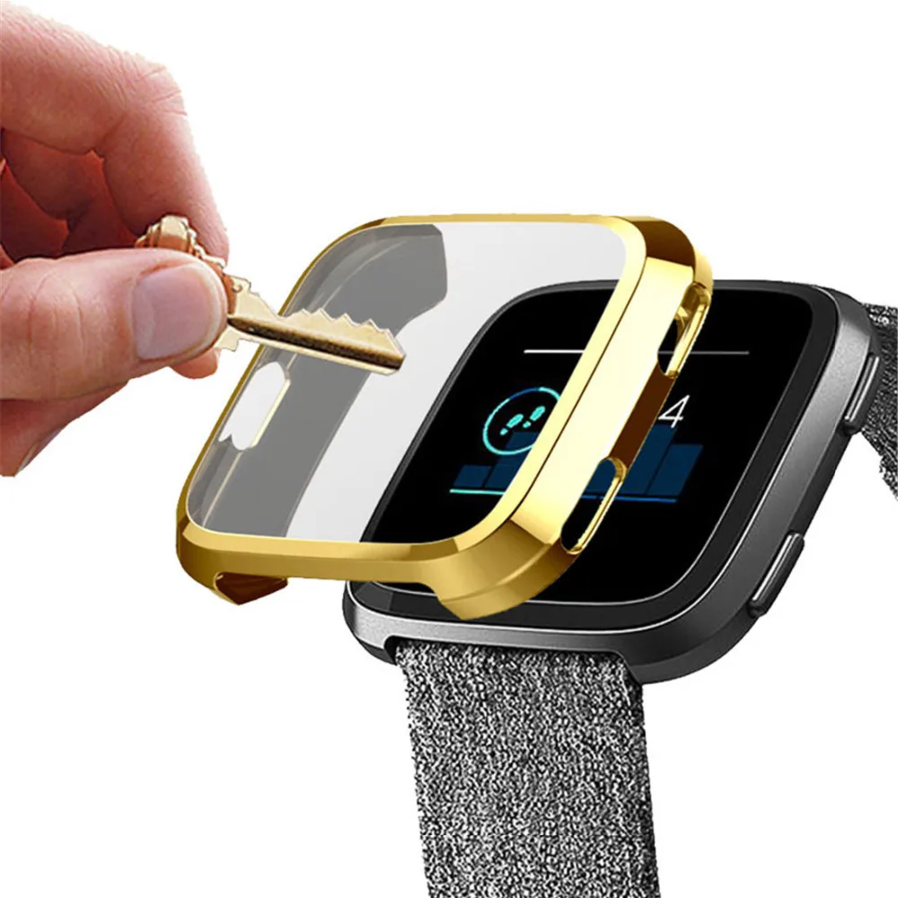 Case For fitbit versa strap band screen protector cover All-inclusive ultra-thin soft frame watch Accessories for | Наручные часы