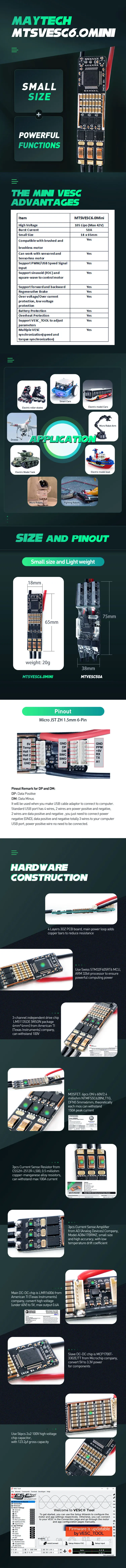 Maytech mini vesc baseou o controlador 30a