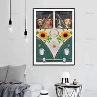 the dogs and flower vintage poster painting and prints on canvas wall art picture for living room cuadros home decor float frame