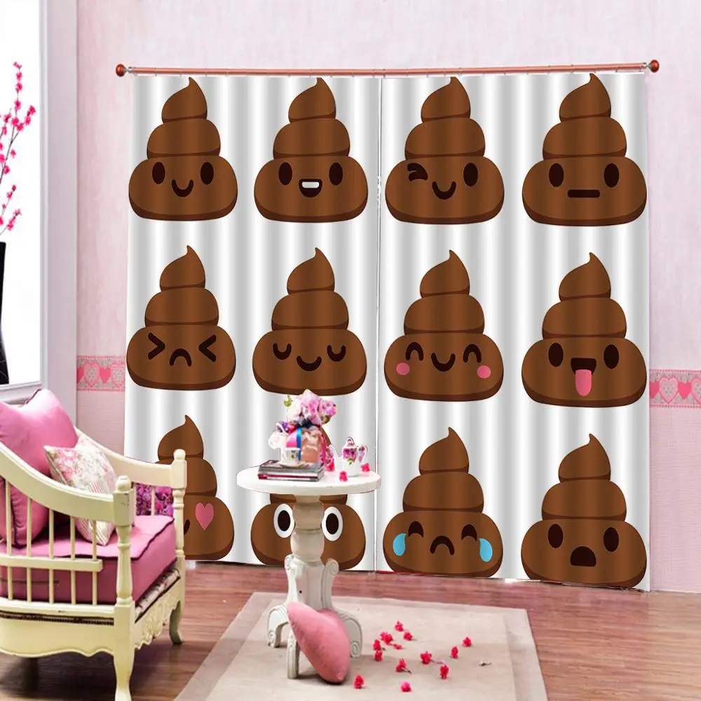 Персонализированная занавеска в виде какашки С улыбающимися лицами для детской